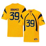 Men's West Virginia Mountaineers NCAA #39 Dante Bonamico Yellow Authentic Nike Retro Stitched College Football Jersey NM15Q53JP